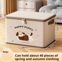 Cute Sausage Dog Lockable Storage Box - Foldable Fabric Bin With Zipper Lid & Handles - Multicolor - View 12