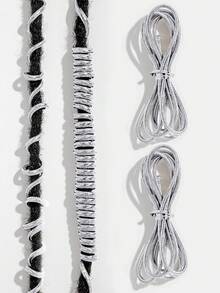 闪亮细节纯色发圈，Y2K风格马尾辫发圈，发绳，弹性发圈，发圈，健身运动装，发饰，头部配饰，弹性发带，夏季，假日，旅行 - 銀色 - 查看 9