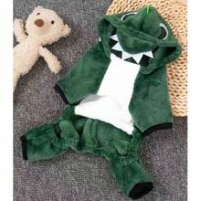 1件可爱绿色恐龙变身宠物服装，适合泰迪犬、贵宾犬等小型犬的保暖套装，圣诞宠物礼物 - 綠色 - 查看 6