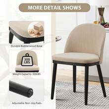 strundghti Upholstered Dining Chairs Set Of 2/4/6,Modern Fabric Kitchen Side Chairs With Thick Cushions And Wood Legs,Comfy Dining Room Chairs With Curved Backrest For Restaurant/Cafe - Beige-4 pcs - View 4