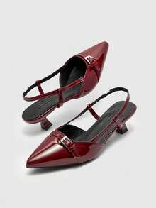 Zapatillas de tacón elegantes para mujer con correas decorativas, zapatos de tacón alto para mujer – Punta fina, diseño ancho cómodo, recubierto brillante con hebilla, estilo slingback moderno y versátil,Zapatos De Tacón Alto De Color Burdeos Simple Para Mujer Para Uso En Exteriores,Zapatos de mujer, punta fina, talón descubierto, tacón grueso, estilo elegante para oficina y fiesta,Mujer Zapatos de Tacón Grueso, Punta Fina, Correa de Charol, Estilo Elegante para Oficina y,Zapatillas de tacón elegantes grueso de punta afilada para mujer – Punta fina, diseño ancho cómodo, recubierto brillante con hebilla, estilo slingback moderno y versátil – zapatos para mujer Tendenci 2026 para oficina, citas y outfits diarios, versátil para todas las estaciones,Dia de Acción de Gracias, Dia de San Valentin, Dia de la Madre, adecuadas para vestidos y uso diario,tacones,zapatilla elegantes de mujer,zapatos,tacones para mujer - Burdeos - Ver 13