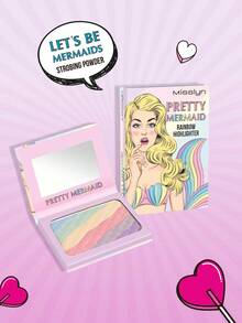 MISSLYN-PRETTY MERMAID RAINBOW HIGHLIGHTER, Shimmer, Pigment Rich & Silky Formula, Natural Glow, Illuminator Highlighter, Lightweight, Multi-Color Highliter, Lightweight, Professional Natural Glow Facial Highlighters - PRETTY MERMAID - 查看 3