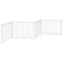 vidaXL 4-Tlg. Hundetor Mit Tür Faltbar Weiß 320 Cm Massivholz Tanne - Bianco - Visualizzare 6