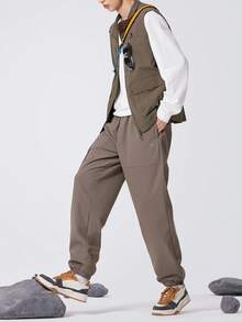 CAMEL CROWN Pantalones cargo para hombres, con forro polar, cálidos, impermeables, de caparazón suave para uso casual al aire libre en invierno - Gris carbón marrón - Ver 3