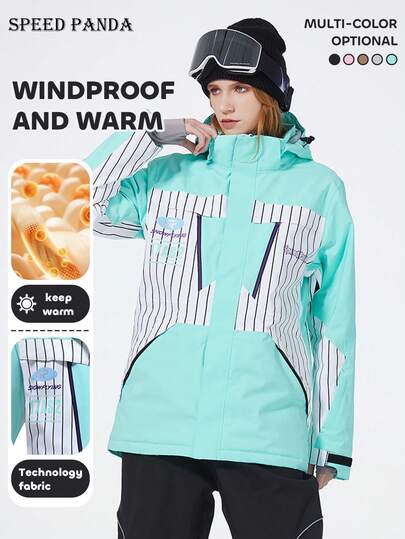  Áo khoác trượt tuyết SPEED PANDA 1 mảnh chống thấm nước và chắn gió dành cho cả nam và nữ, kèm mũ, thích hợp cho hoạt động ngoài trời, trang phục thể thao năng động cho nam và nữ, phù hợp cho môn trượt tuyết ván đơn và đôi (không bao gồm phụ kiện) Trang phục trượt tuyết mùa đông