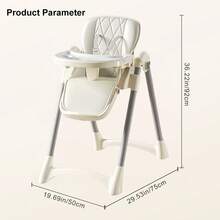 Baby Feeding Chair, Foldable Chair For Small Children, Height Adjustable And Easy To Clean, Baby Feeding Chair - White - View 2