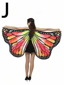 购买一件产品：一款仙女披肩，饰有蝴蝶翅膀，双面印花紫色蝴蝶翅膀图案。这款蝴蝶披肩适合女孩和女士，也适合圣诞节和其他节日装扮。 - 彩色 - 查看 17