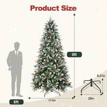 5 Ft Prelit Snow Flocked Christmas Tree With 250 Warm LED Lights, Premium Holiday Artificial Xmas Tree With 518 Realistic Branch Tips, Metal Stand For Indoor Home/Office Decor (Easy Assembly)-HOME - 未點亮的漿果樹 - 查看 4