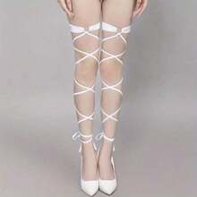 Multicolor Sexy Fashion Hollow Out Thigh Straps Unique Leg Cuffs Sexy Accessories - trắng - Xem 4