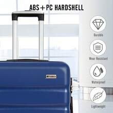 Todeco Travel Suitcases, Medium 67cm Suitcase, Travel Trolley, Rigid And Lightweight ABS And PC Travel Suitcase With Telescopic Handle, 4 Double Wheels, 67 * 44 * 25 Cm, Durable, Travel Luggage - Blue - View 3