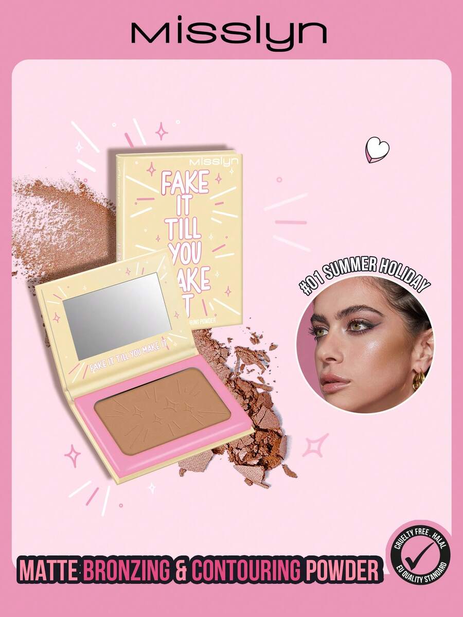 Phấn tạo khối màu đồng MISSLYN-FAKE IT TILL YOU MAKE IT, Phấn tạo khối màu đồng lấp lánh My Sparkly Secret, Phấn màu đồng, Phấn màu đồng lì, Lên màu chuẩn, Kết cấu mịn màng, Có gương, Phấn tạo khối màu đồng cho mặt, Hiệu ứng trang điểm lâu trôi, Nhẹ nhàng và thoáng khí, Dễ tán, Công thức thuần chay, Không thử nghiệm trên động vật - #1 - Xem 1