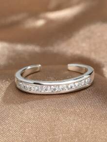 5件套奢华精致微镶锆石链条设计独特可调节铜戒指套装，适合女性日常及派对佩戴（不含礼盒）