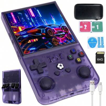 R36MAX Retro-Handheld-Konsole, 4,0 Zoll IPS-Bildschirm, 64GB vorinstallierte Spiele, Linux-System, 4000mAh-Akku