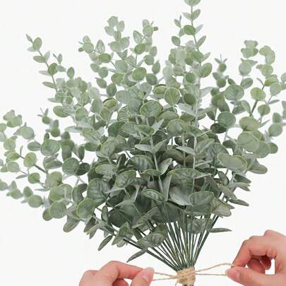 1/5/10/30 unidades de hastes de eucalipto verde artificiais, galhos de eucalipto falsos para acessórios de buquê de casamento, decoração de casa, arranjo floral boho, decoração de fazenda, plantas artificiais para vasos, flores artificiais de plástico, decoração de jardim, arranjo de mesa, decoração de quarto, decoração de casamento em hotel, decoração de festa de aniversário de formatura, presentes de Dia dos Namorados.