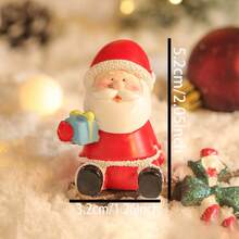 Christmas Decor Santa Claus & Snowman Resin Figurines, Cartoon Scene Decoration, Gift Ornaments - Multicolor - View 6