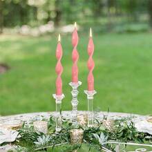 Long Candlesticks Spiral Taper Candle, 10 Inches Handmade Tapered Candles Pink Candle Sticks Flame Twisted Candlestick For Dinner Decor Housewarming Women Gift Idea 2pcs (4D-Pink){Inchcolor_nameinch:InchPinkinch,Inchsize_nameinch:Inch8INCHinch} - 粉色 - 查看 9