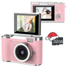Fotocamera digitale, fotocamera ad alta definizione adatta per fotografia, registrazione video, messa a fuoco automatica, fotocamera ad alta risoluzione, anti-shake, zoom digitale 8x e fotocamere digitali, adatta come regalo di compleanno, Capodanno e Natale per principianti adulti