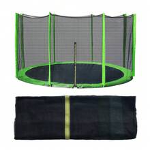Trampoline Replacement Net For 10FT/12FT/14FT/15FT 6/8 Straight Poles Round Frame Trampolines, Safety Enclosure Net With Zipper, Hooks, Pole Cover, Green - Green - View 1