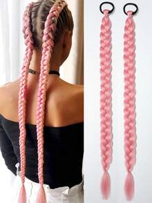 两条26英寸假发辫、马尾发带、发圈和手工编织的脏辫发饰 - 彩色 - 查看 14