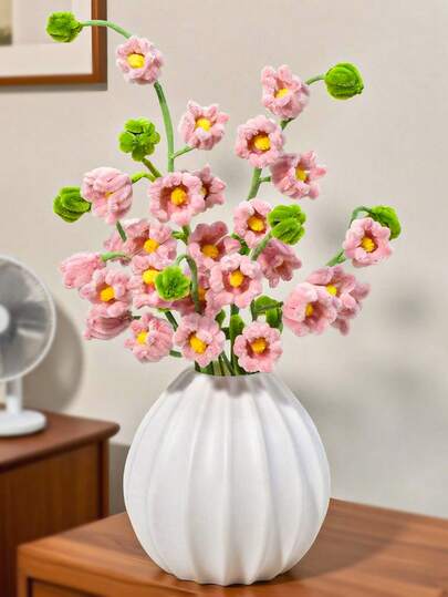 1pc/3pcs Simulated Pink Plush Flower Bouquet, Handmade With Chenille Stems, Bridal Bouquet, Wedding Accessories, Date Gift, Valentine's Day Gift, Festival Decorations, Party And Event Decorative Ornaments