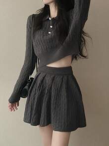 Women Sweater Co-Ords - Dark Grey - View 2