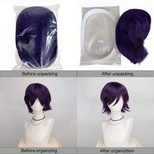 Men Women Short Layered Short Wigs Bangs Straight Synthetic Wig Heat Resistant Fiber Hair Halloween Party Cosplay Parties Costume - Multicolor - View 9