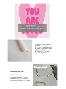 1幅无框“你被爱着”粉色爱心艺术画，励志墙饰，鼓舞人心的名言帆布画，适用于卧室、客厅、宿舍装饰海报，趣味海报，房间装饰，卧室墙饰，“你被爱着”名言，粉色爱心艺术，励志装饰 - 彩色 - 查看 10