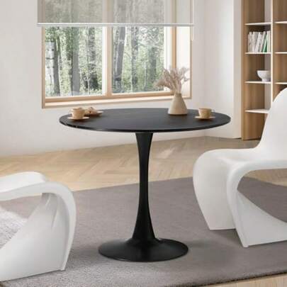 Round Dining Table 90cm Kitchen Table With Marble Top And Mwtal Frame
