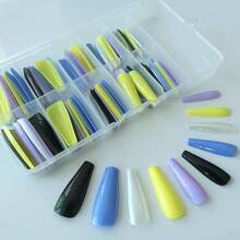 Press On Nails 100pcs Extra Long Ballerina Fake Nail Glossy Mixed Color Full Cover Acrylic Coffin False Nails For Women Fgirl DIY Manicure Decoration{Inchcolor_nameinch:InchMixedColorDinch} - 混合顏色D - 查看 2