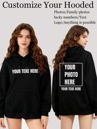 Sudadera personalizada para mujer con diseño de otoño, regalo para mamá, aniversario, foto, fecha, nombre, Acción de Gracias, logotipo del equipo de baile, uniforme de trabajo, uniforme escolar, Navidad, Halloween, número de la suerte - Familia, mascotas, amigos - Cualquier diseño, forro térmico para otoño/invierno