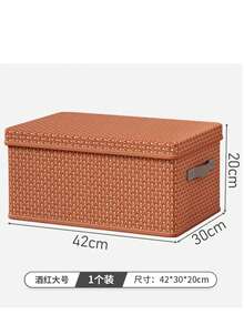 Caja de almacenaje en forma de V con tapa, plegable y de cartón duro reforzado, ideal para ropa y edredones, perfecta para el hogar. Dos colores, dos tamaños. - Burdeos - Ver 12