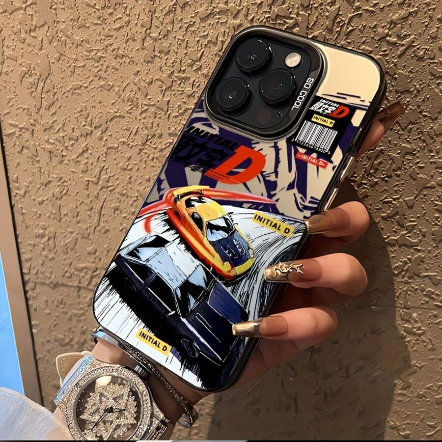 Funda de teléfono para anime JDM Drift Racing, compatible con modelos de 16, 15, 14, 13, 12, 11 Pro, X, XR, XS, 8 y Plus, con una funda trasera mate anti-caída.17 17promax - Negro - Ver 1