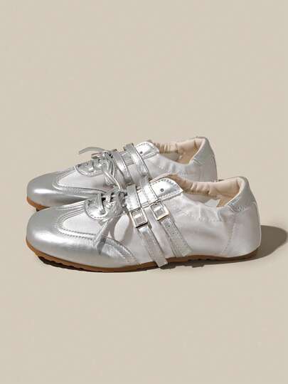 2025年新款夏季玛丽珍软底轻便透气芭蕾平底鞋，拼接运动休闲鞋