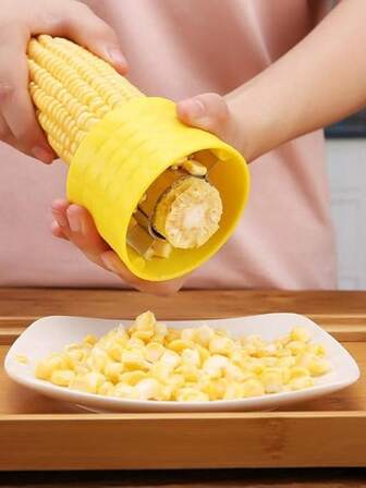 1pc Corn Kernel Remover & Cob Stripper - Sharp Edge Design, Efficiently Removes Corn Kernels & Cob, Bright Yellow - 304 Stainless Steel, Easy To Clean Kitchen Tool, Suitable For Home & Professional Kitchens - Time-Saving Corn Processing, Corn Peeler, Food Prep Accessory, Compact & Durable, Essential For Cooking Enthusiasts (Color Randomly Shipped)
