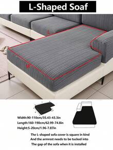 1pc Stretch Thickened Warm Sofa Cover, Non-Slip Full Coverage Sofa Seat Cover, Suitable For All Seasons, Fabric Thickened Sofa Slipcover, Machine Washable, Pet Friendly, Protects Sofa, Adjustable For Corner Sofa, Applicable To Bedroom, Office, Living Room Combination And L-Shaped Sofa Blanket And 1/2/3/4 Seat Covers - Dark Grey - View 16