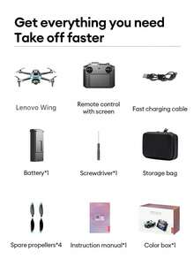 Lenovo Wing Toy Drone Advanced Version, Suitable For Beginners, 4.5" HD Camera, Remote Control, Long Battery Life, 360° Obstacle Avoidance, Wind Resistant, Stable Flight, Great Gift - Black - View 9
