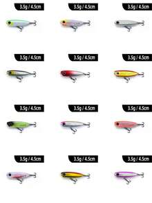 3.5克水面系钩路亚套装，新款漂浮铅笔型路亚，适用于白斑狗鱼、鲶鱼及其他鱼类 - 彩色 - 查看 1