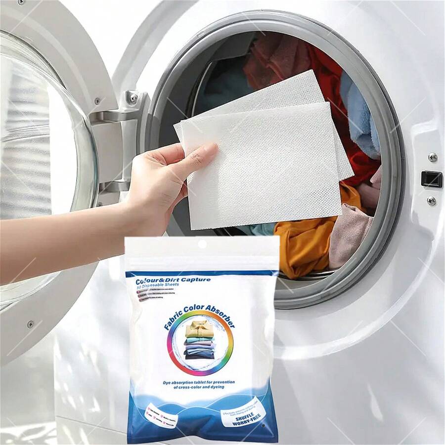 Color Catch Laundry Sheets, Prevent Color Bleeding, Maintain Clothes Original Color, Suitable For Washing Machines, Suitable For Clothes And Bedding, Dye Catch Paper For Mixed Loads, Anti-Color Transfer Sheets, For Home Cleaning And Commercial Laundry, Laundry Color Catcher, Clothes Cleaning Sheets, Drying Agent Sheets, Laundry Accessories, Laundry Mats, Fabric Care, Mixed Load Washing, Anti-Fade Protection, Color Catch Sheets, Long-Lasting Protection, Washable Color Protection - 100 chiếc - Xem 1