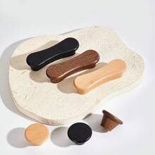 1pc Modern Minimalist Walnut Wood Pull Handle, Single/Double Hole Small Pull Handle For Furniture, Drawers, Cabinets - Multicolor - View 1