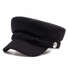 1顶女士白色蕾丝边水手帽，街头时尚贝雷帽，休闲平顶帽，适合秋冬季户外活动、旅行、海滩派对等场合。 - 彩色 - 查看 7