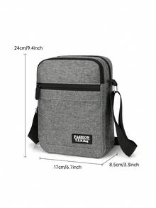 Large Capacity Fashion Men's Shoulder Diagonal Messenger Bag, Multi-Functional Adjustable Strap Zipper Closure, Multi-Compartment Practical Storage Men's Bag Festival - Grey - View 9