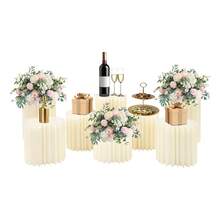 YUNRUX Foldable Paper Column Display Stands, Round Cylindrical Wedding Flower Stands, Paper Column Stands For Wedding Dessert Flowers - A - 查看 1