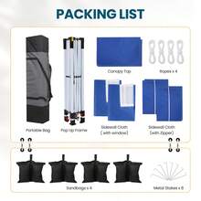 tooluck 10x10ft Pop Up Canopy Tent Heavy Duty Gazebo With 4 Sidewalls Waterproof Party Tent Easy Set-Up Commercial Instant Tents With 4 Sandbags 4 Ropes 4 Stakes & Wavy Edge,Blue - 藍色 - 查看 8