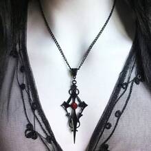 1pcs Black Pointed Cross Vampire Necklace, Gothic Jewelry,   Cross Pendant - đen-24 chiếc - Xem 2