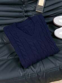 EAVA 女士休闲宽松针织上衣，简约V领设计，复古风格，情人节，女士情人节穿搭，情人节服装