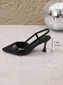 2025春夏新款女士黑色高跟尖头优雅凉鞋，坡跟猫跟闭趾Cuccoo女士礼服鞋，秋季坡跟靴，优雅，派对 - 黑色 - 查看 7