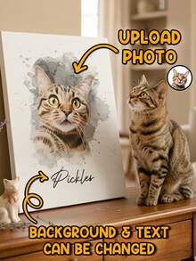 Catygift Spersonalizowane zdjęcie zwierzaka - Spersonalizowany portret zwierzaka wykonany akwarelą - Spersonalizowany obraz na płótnie w ramce/plakat bez ramki, dekoracja ścienna do salonu, wystrój domu, prezent dla rodziny miłośnika zwierząt, idealny prezent dla niego, idealny prezent dla niej - Jak pokazano - Zobacz 4