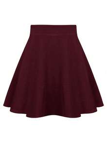 Keke Bloomly 大码高腰半身裙，纯酒红色，百搭都市风，适合秋季、春季、夏季穿着，是休闲、工作、约会、派对、返校等各种场合的理想之选，也是情人节送给女性的完美礼物。 - 酒紅色 - 查看 7
