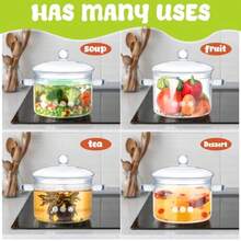 2 Pcs Glass Cooking Pot Set With Cover And Handle For Simmering Noodles Soup Tea Milk Pasta Heat Resistant Clear Glass Cookware In 44 Oz And 50 Oz Sizes Handmade Design For Kitchen Use - as pic - View 6