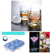 Ball Maker, 6.4cm Reusable Ball Mould, Easy Release Round Silicone Sphere Tray with Lids Funnel Whiskey, Cocktails, Bourbon - Azul / Patchwork - Ver 1